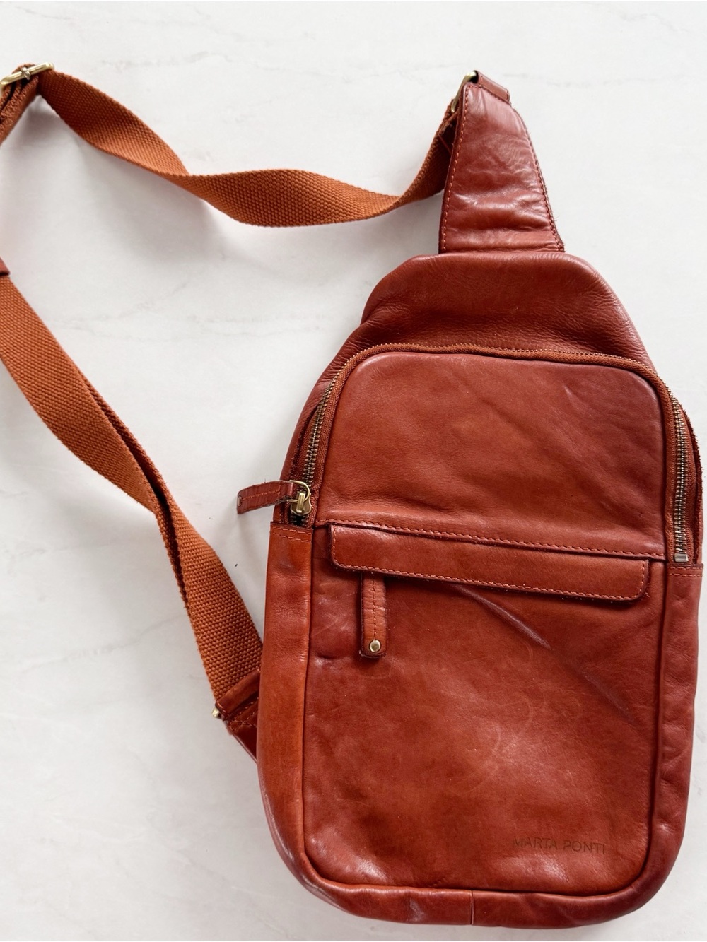 Marta Ponti OSLo Style Brown Leather Sling Bag